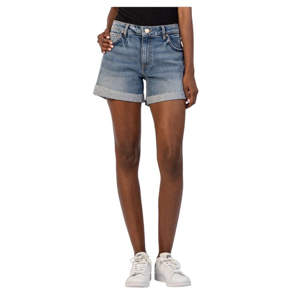 Kut from The Kloth Womens High Rise Raw Hem Denim Jane Jean Shorts Sz 12 New